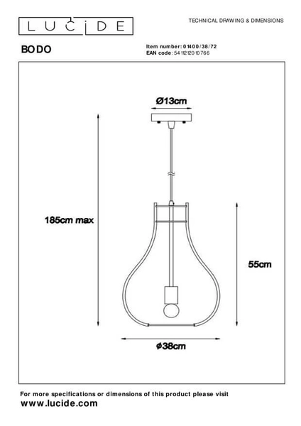 Skandynawska lampa wisząca Bodo zwis do salonu drewno