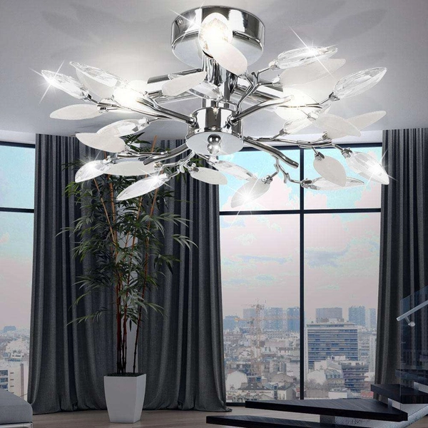 Sufitowa LAMPA liście VIDA 63160-3 Globo plafon OPRAWA metalowa chrom