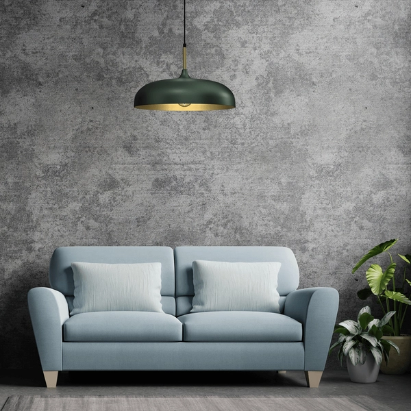 Wisząca lampa industrialna Lincoln retro zielona złota