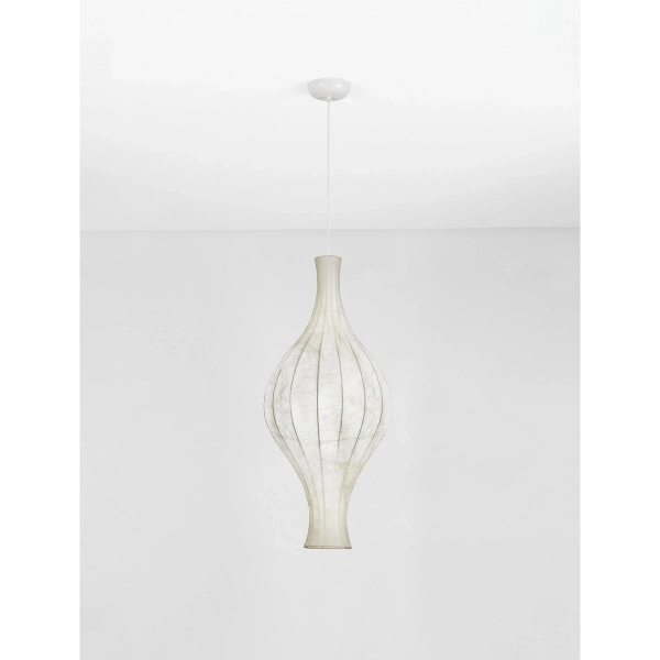 Lampa wisząca do sypialni NERELDO LE45309 jedwabna biała