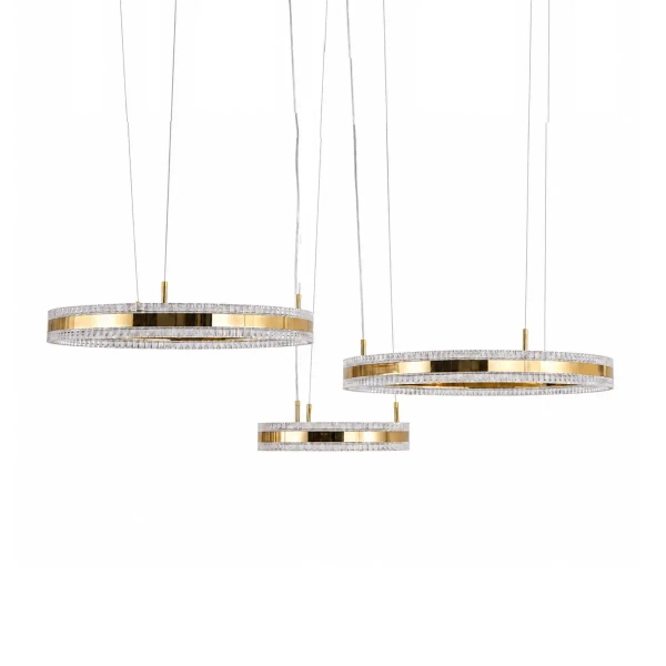 Lampa wisząca ARKADIA ST-6376-40+60+80 złota LED 95W 3000K ringi