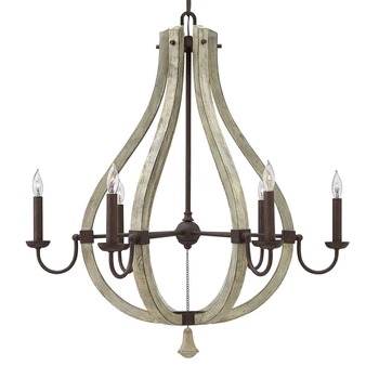 Drewniany żyrandol Middlefield HK-MIDDLEFIELD6 do salonu rdzawy