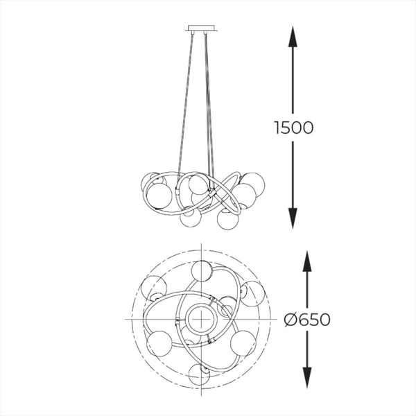 Zwisająca lampa Nisyro MD4922-8-EBGN Zumaline kule alabaster złota czarna