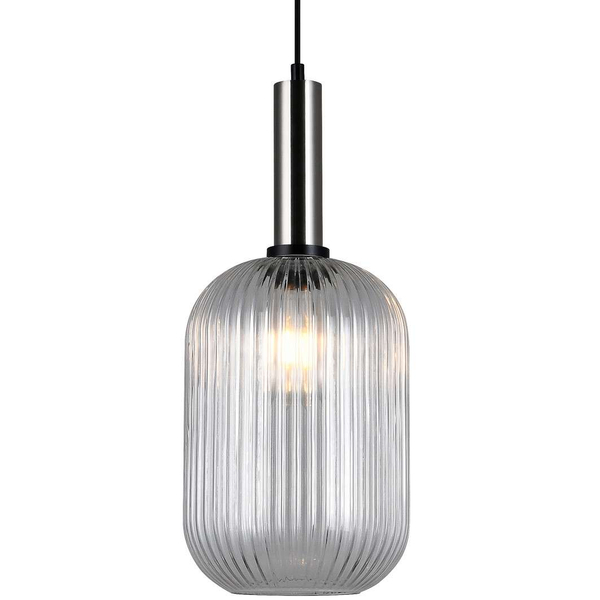 LAMPA wisząca ANTIOLA PND-5588-1L-SC+CL Italux plisowana OPRAWA szklany zwis nikiel przezroczysty