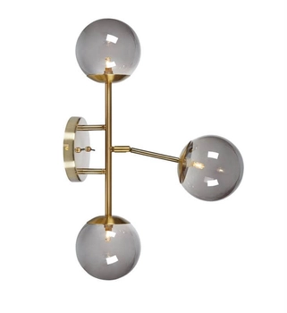 Regulowana lampa ścienna Trinity kule mosiądz przydymione