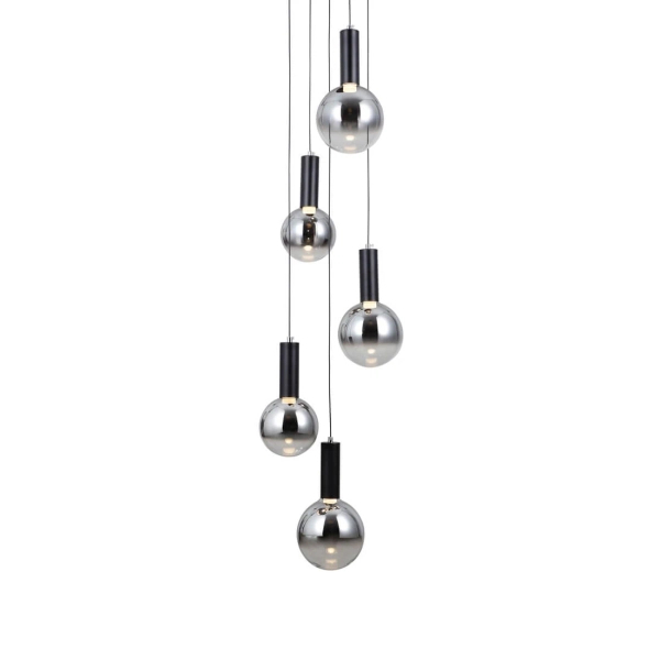 Wisząca lampa Strela PND-34378-5S-BK LED 125W 3000K czarny przydymiony