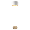 Tkaninowa lampa stojąca Highclere 112571 do salonu biała mosiądz