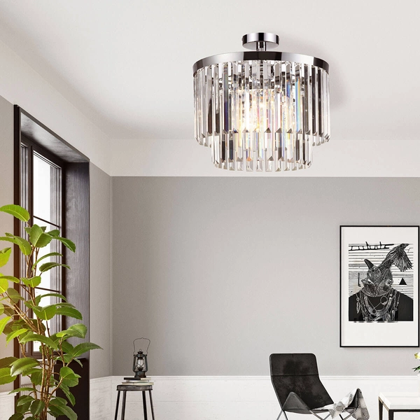 Plafon LAMPA sufitowa VETRO LP-2910/4C Light Prestige okrągła OPRAWA glamour z kryształkami crystals przezroczysty chrom