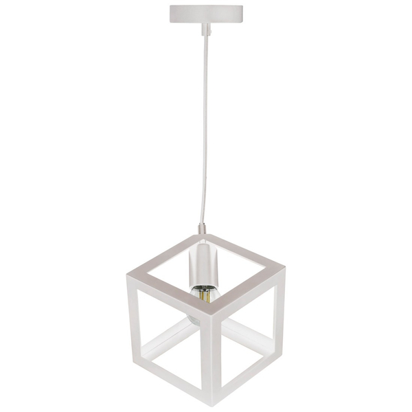 Loftowa LAMPA wisząca SWEDEN 306890 Polux metalowa OPRAWA zwis KOSTKA kwadratowa klatka cube biała