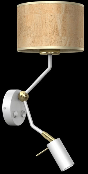 Skandynawska lampa ścienna Lino regulowana biała drewno