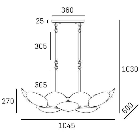 Szklana lampa wisząca Wellington P14357BR do salonu mosiądz