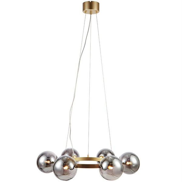 Loftowa LAMPA wisząca CIRCLE 108050 Markslojd metalowa OPRAWA modernistyczny ZWIS szklane kule złote przydymione