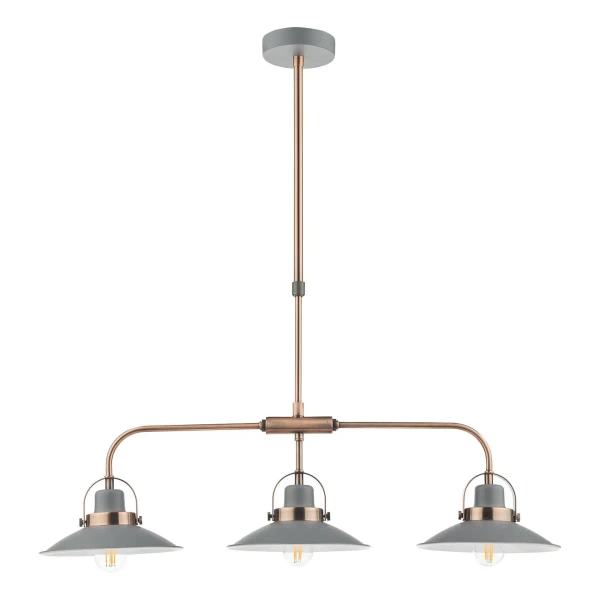 Wisząca lampa retro Liden LID0339 potrójna grafitowy miedziany