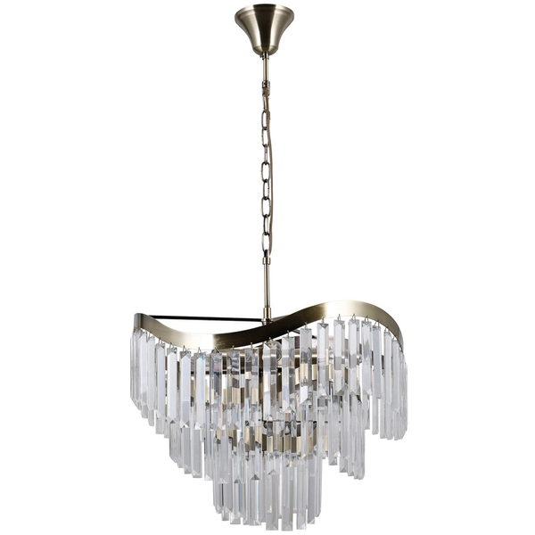 LAMPA wisząca SABRIGA PND-44544-8 Italux glamour OPRAWA na łańcuchu ZWIS kryształki crystals brąz antyczny