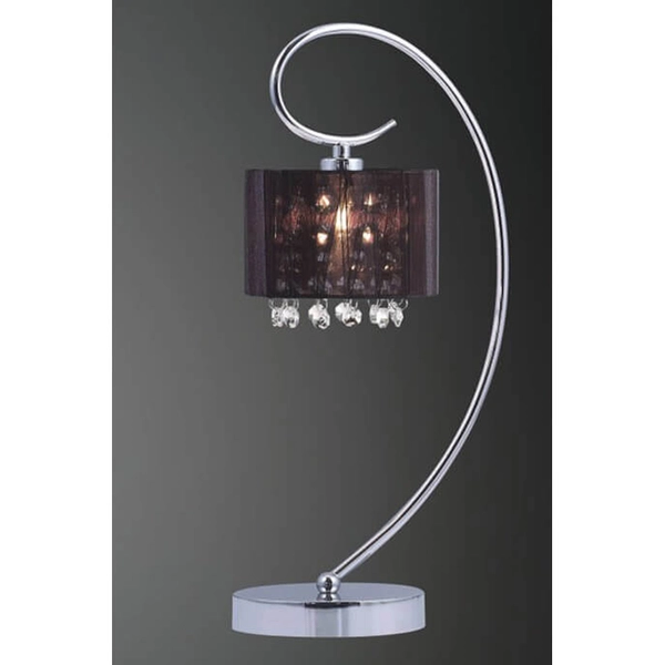 Abażurowa lampa stołowa SPAN MTM1583/1 Italux kryształki glamour crystal organza mgiełka czarny