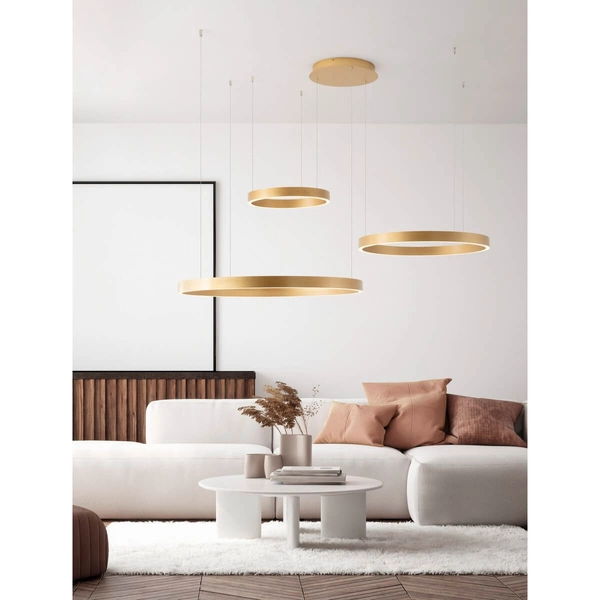 Potrójna lampa pierścieniowa BARI LE44315 LED 181W 3000K zwisająca złoty