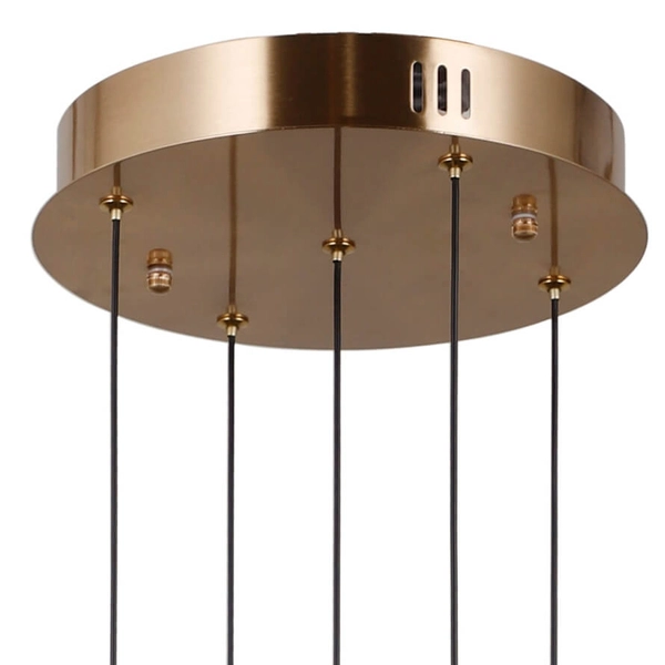 Szklana lampa wisząca Alani PND-34375-5-HBR LED 140W 3000K nad stół złoty