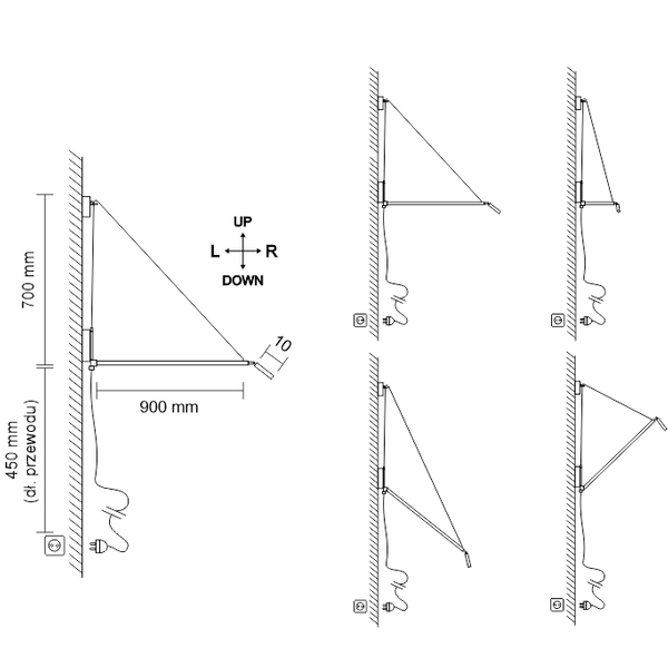 Kinkiet LAMPA minimalistyczna NURH 9019 Shilo metalowy kinkiet na wysięgniku tuba czarna