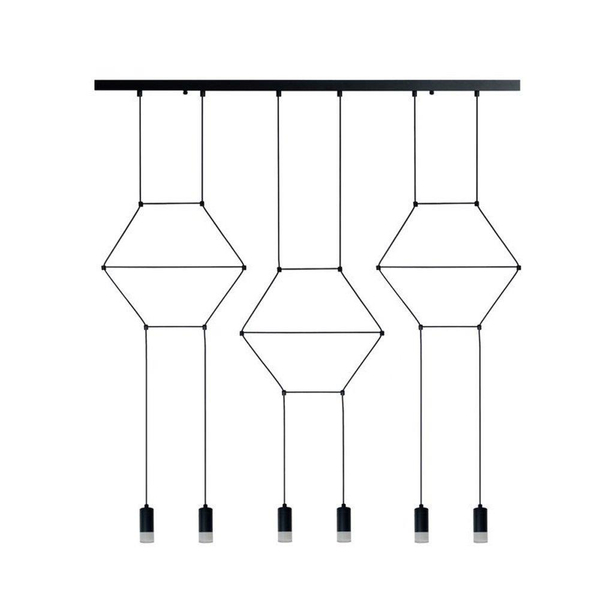 Geometryczna lampa zwisowa Linea XT100-6P Step tuby czarna