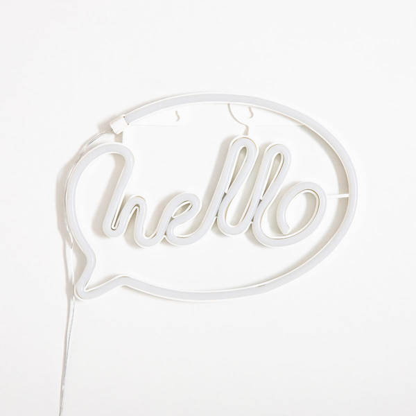 Neonowa Lampa stołowa Neon FM-NL41 LED dziecięca hello różowa biała
