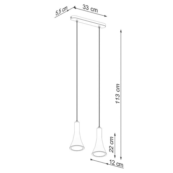 Podwójna stożkowa wisząca lampa Rea SL.1224 trójkątna szara