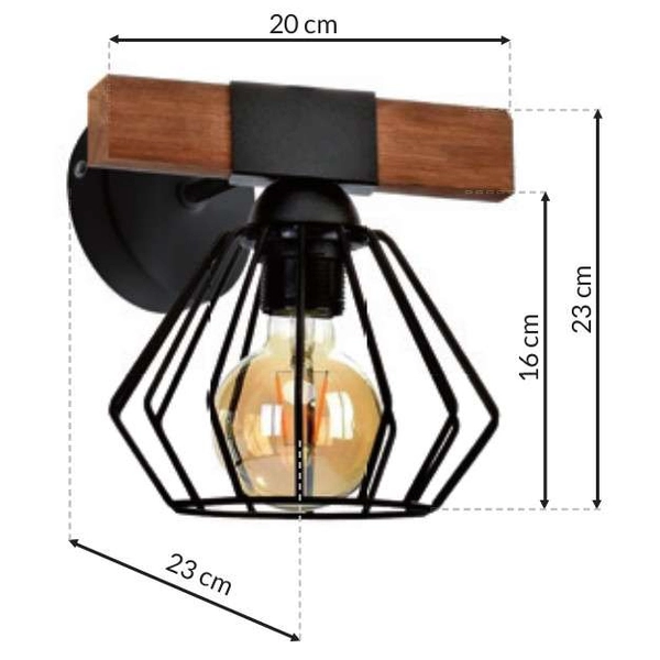 Industrialna LAMPA ścienna OZZY MLP6250 Milagro metalowa OPRAWA kinkiet druciana klatka skandynawska czarna