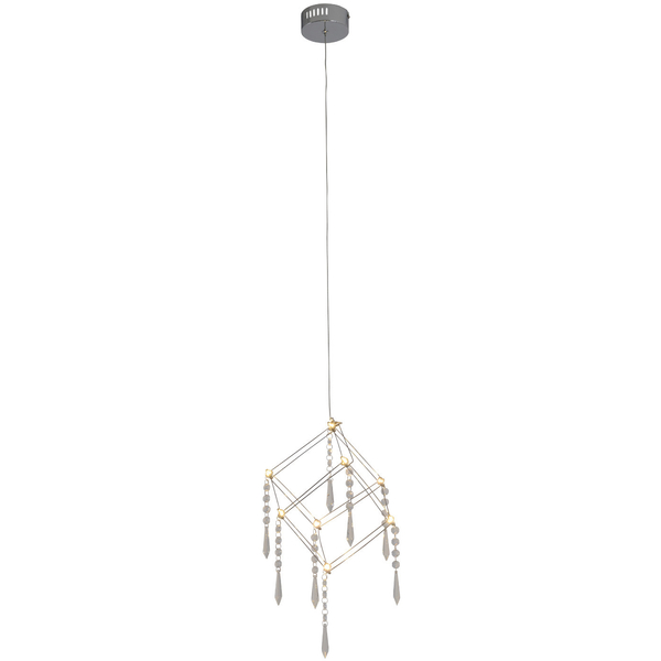 Glamour LAMPA wisząca ARANEUS 6117842 Nave metalowa OPRAWA kostka LED 10W 3000K zwis z kryształkami chrom