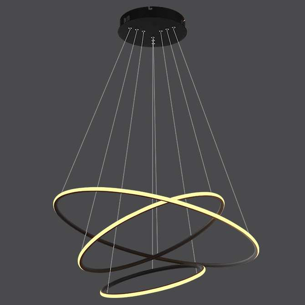 Okrągła LAMPA wisząca SLIM/000022/3000/B MDECO metalowa OPRAWA zwis LED 93W 3000K pierścienie czarne