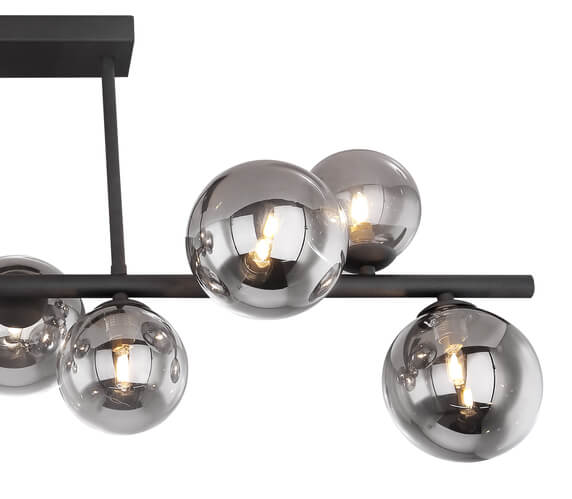 Sufitowa lampa molekułowa Riha 56133-9D szklane klosze czarne przydymione