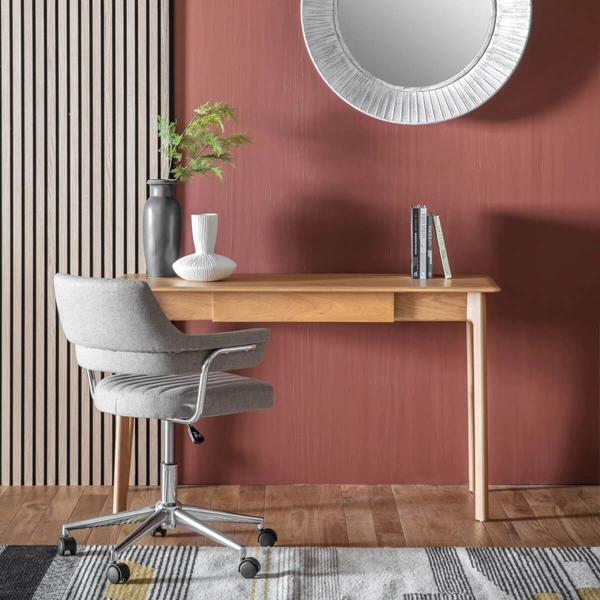 Dębowe biurko Madrid 5059413395895 z szufladą brązowe