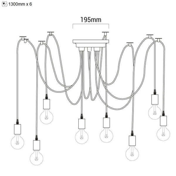 Minimalistyczna lampa wisząca Spider ABR-SPIDER-6XE27 Abruzzo czarna