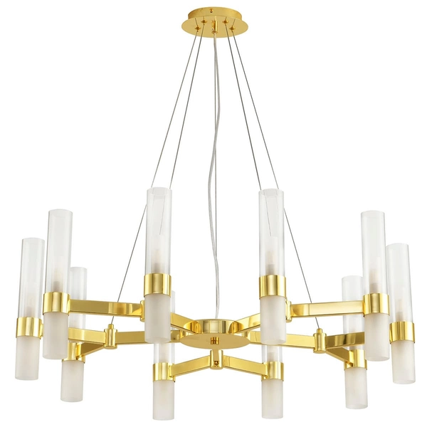 Salonowa lampa wisząca Candela DN1505-10 gold Step mleczne tuby złote