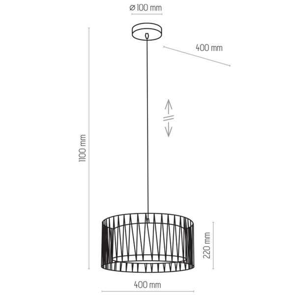 Lampa wisząca okrągła Harmony 1654 TK Lighting tkaninowa czarna