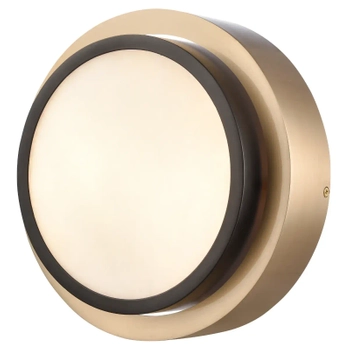 Okrągły kinkiet ścienny Coburg W02784BR Cosmolight alabaster czarny mosiądz