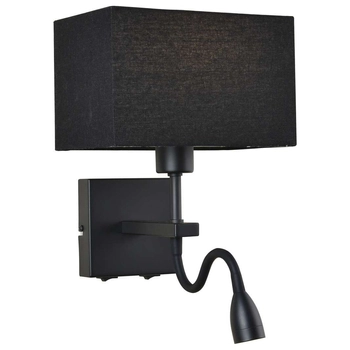 Kinkiet LAMPA ścienna NORTE WL-1122-2-BL-BM-RC-BL Italux abażurowa OPRAWA klasyczna LED 3W 3000K z peszlem czarna