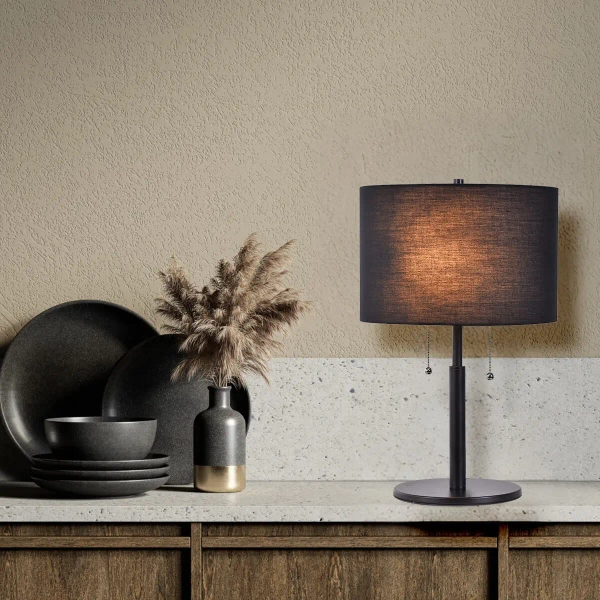 Nocna lampka sypialniana Fogo LP-0304/2T BK Light Prestige abażurowa czarna