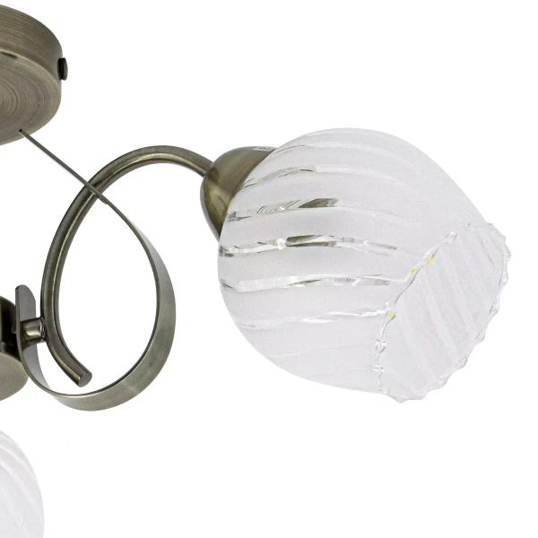 Klasyczna lampa sufitowa 7138/3 21QG szklane klosze mosiądz