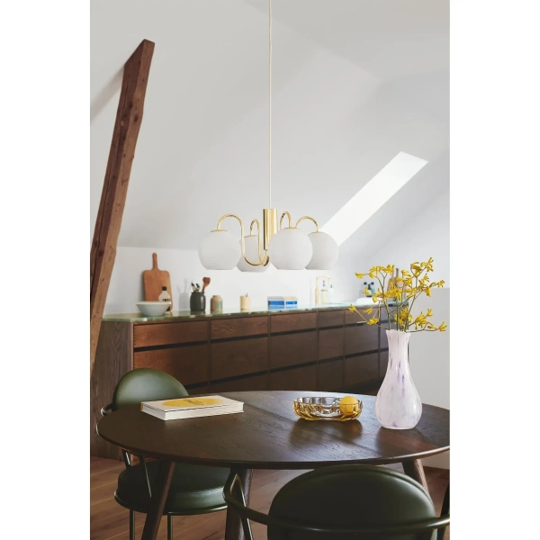 Szklana lampa wisząca kule Franca 2312543035 nad stół mosiądz błyszczący