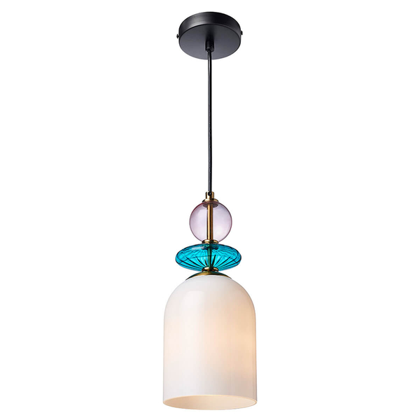 Zwisowa lampa szklana Tropea LP-2004/1P M WH kopuła biała niebieska