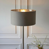 Salonowa lampa podłogowa Highclere 112570 z abażurem brązowa nikiel
