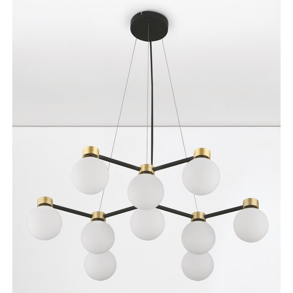 Kulista lampa wisząca do salonu CAMINOS LE44543 złoty czarny biały