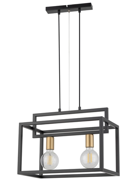 Prostokątny zwis czarny Vigo wisząca lampa klatka loftowa
