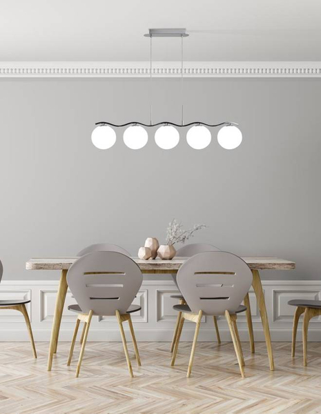 5-punktowa lampa wisząca Ramon do kuchni chrom biała