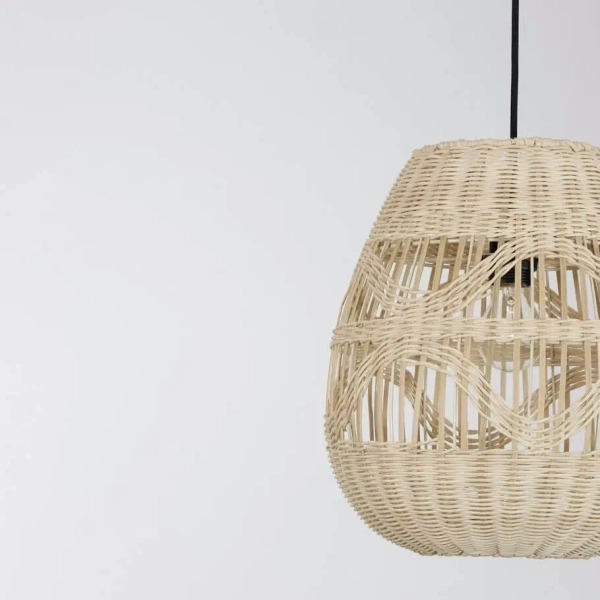 Pleciona lampa wisząca REYNOSA LE42949 nad łóżko beżowa czarna