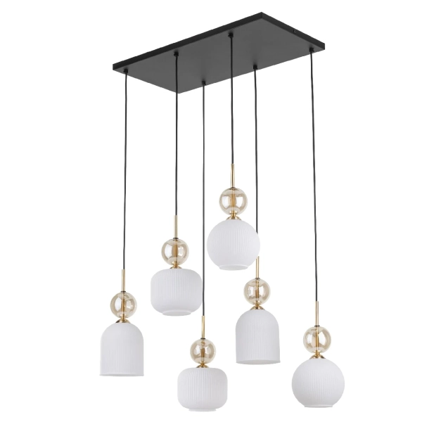 Nowoczesna wisząca lampa Sophia Cognac do salonu biały czarny