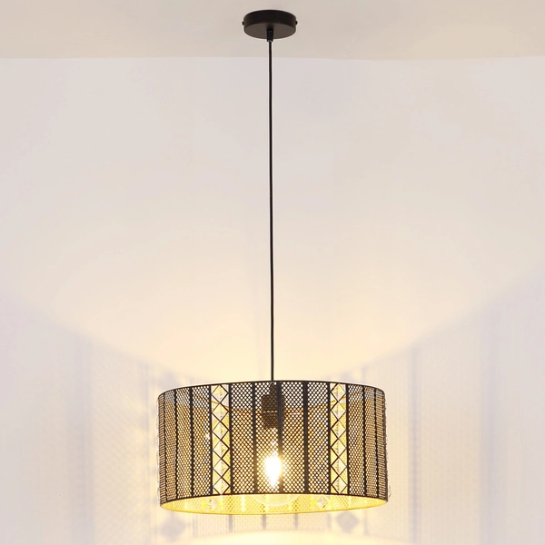 Ażurowa LAMPA wisząca ABINI 15450H Globo metalowa OPRAWA okrągły zwis czarny