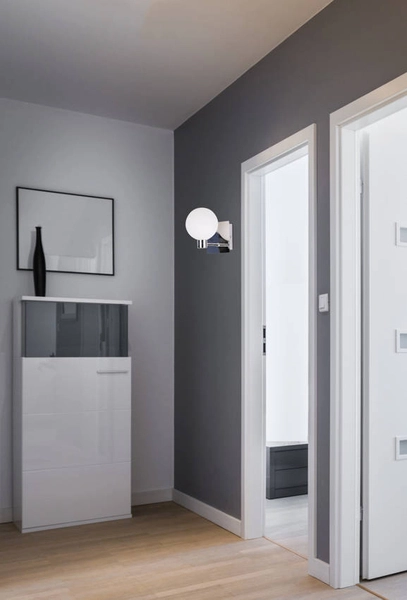 Sypialniany kinkiet Oden 21-01436 Candellux kulisty klosz chrom biały