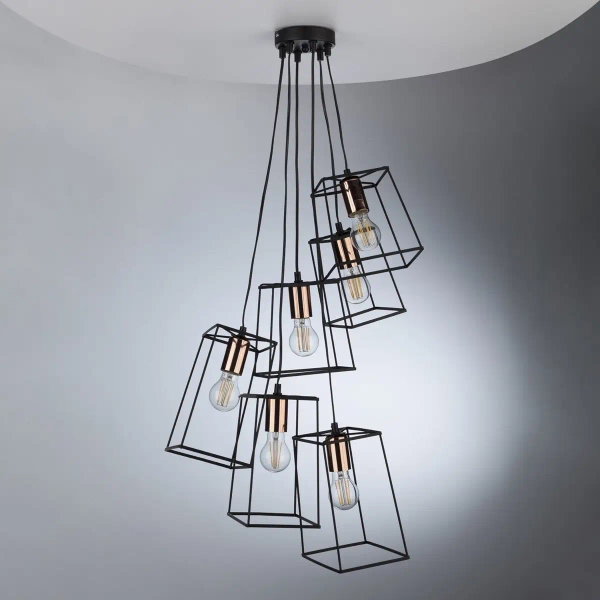 Industrialna wisząca lampa Tower TOW0622 metalowa do salonu czarny