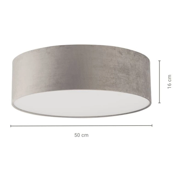 Lampa sufitowa do salonu okrągła Soft 40654 Sigma welurowy klosz szara