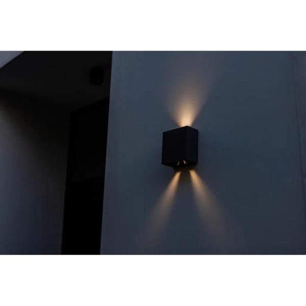 Kinkiet LAMPA ścienna GEMINI BEAMS 5104003012 Lutec kwadratowa OPRAWA elewacyjna LED 10W 3000K metalowa IP54 czarna